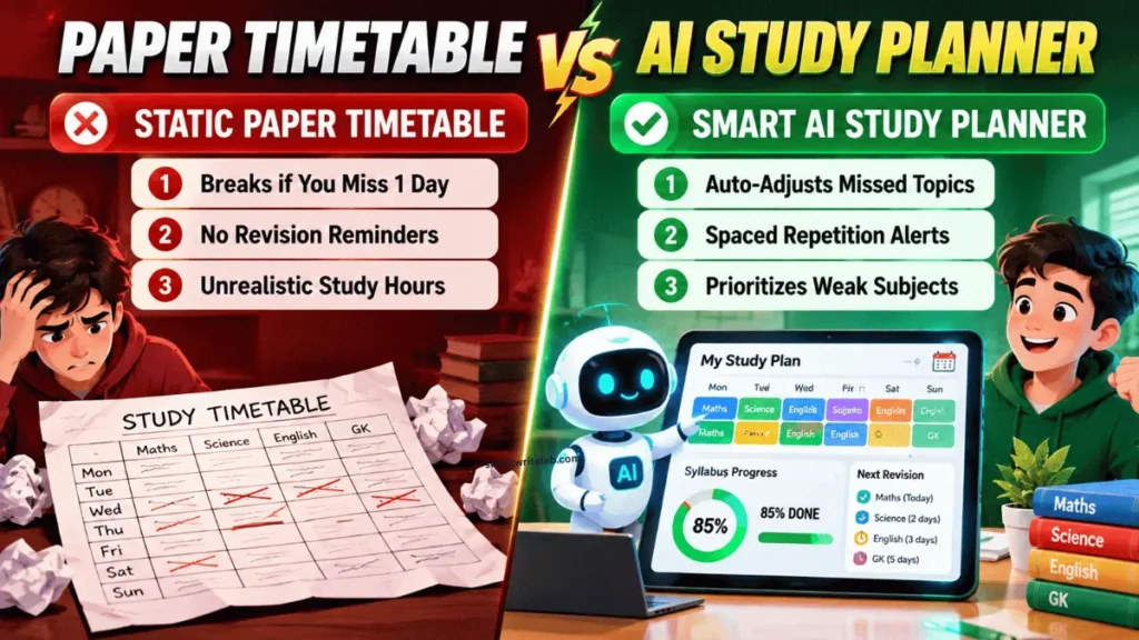 static timetable vs ai study planner