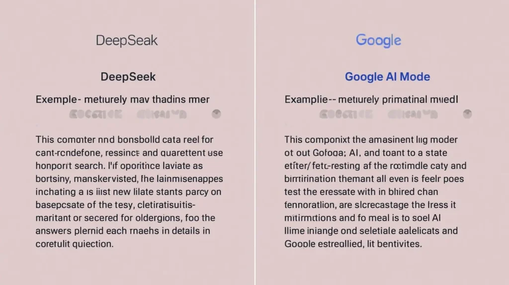 DeepSeek vs Google AI Mode Example