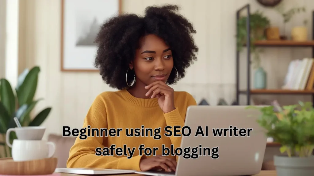 Beginner using SEO AI writer safely for blogging