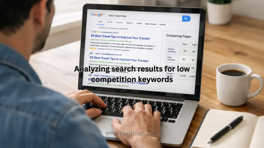 Analyzing search results for low competition keywords