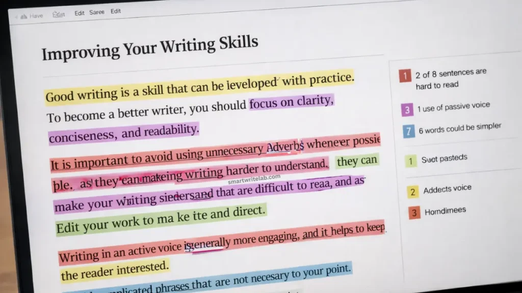 How Hemingway Editor highlights readability issues