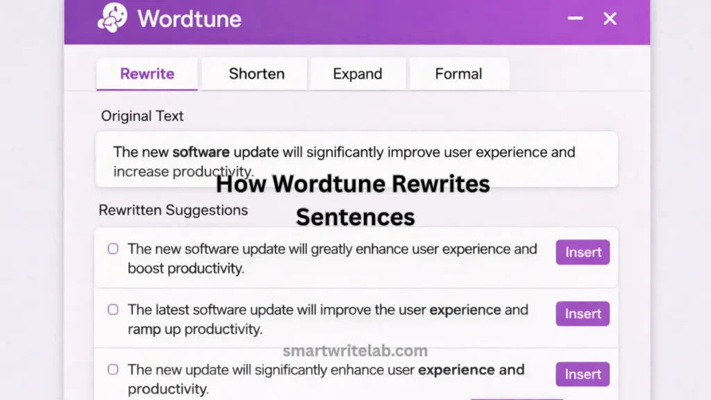 How Wordtune rewrites sentences