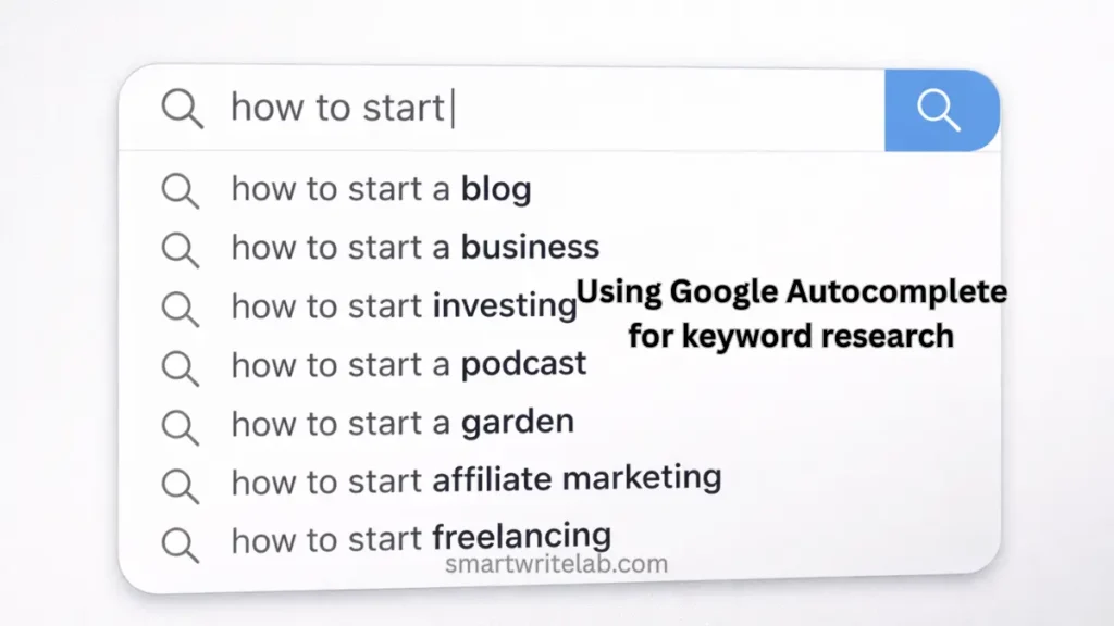 Using Google autocomplete for keyword research