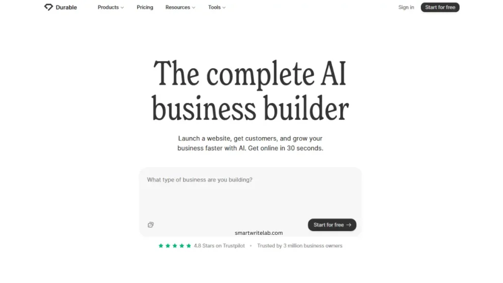 Durable AI Website Creation Dashboard