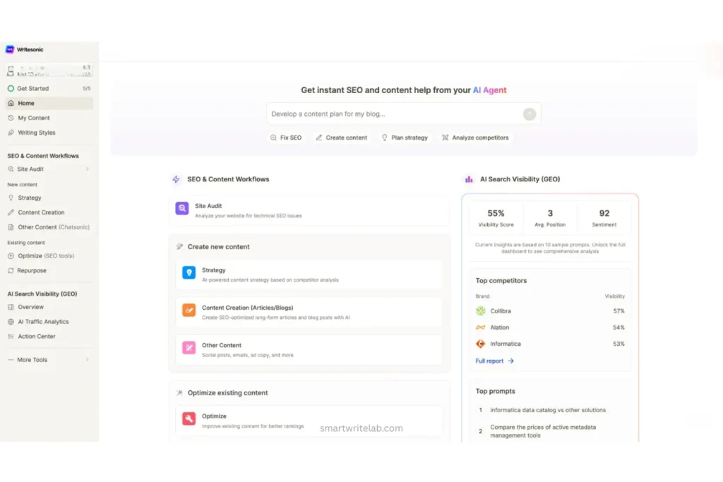 Writesonic AI Dashboard